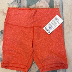 Lululemon Athletica Red Patterned Bike Shorts